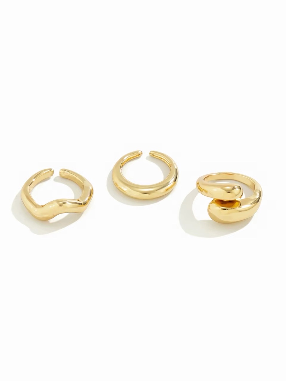 Chunky Rings Gold Toned Adjustable Snake Ring Geometric 3 Pcs Fashion OrB1/E2